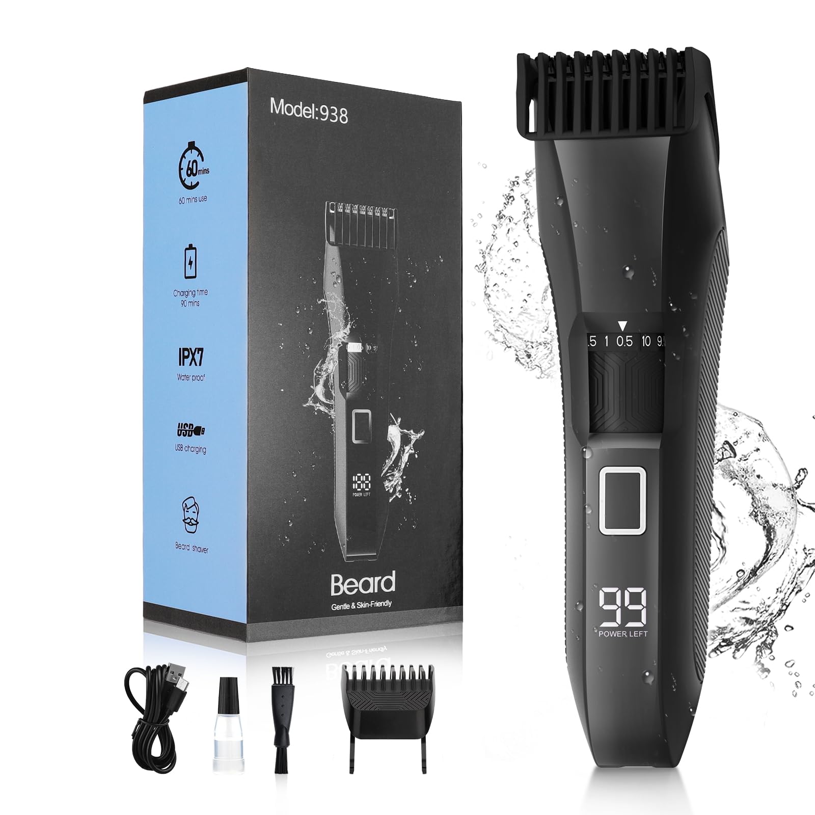 Beatslm beard trimmer front view with ergonomic grip for precise daily grooming.