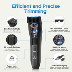 Beatslm beard trimmer length dial close-up showing 20 adjustable settings for versatile trims.