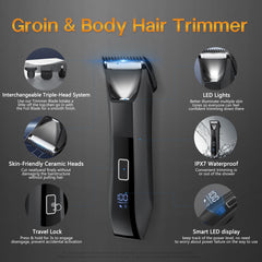 Beatslm Manscape LED-lighted close-up aiding visibility during grooming sessions.