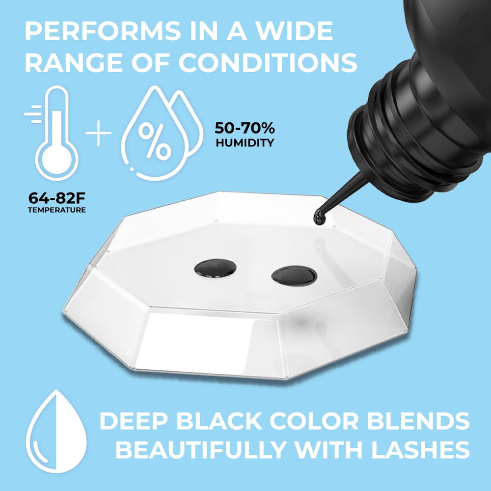 Beau Lashes Lady Black Glue latex-free formula reduces irritation for clients.