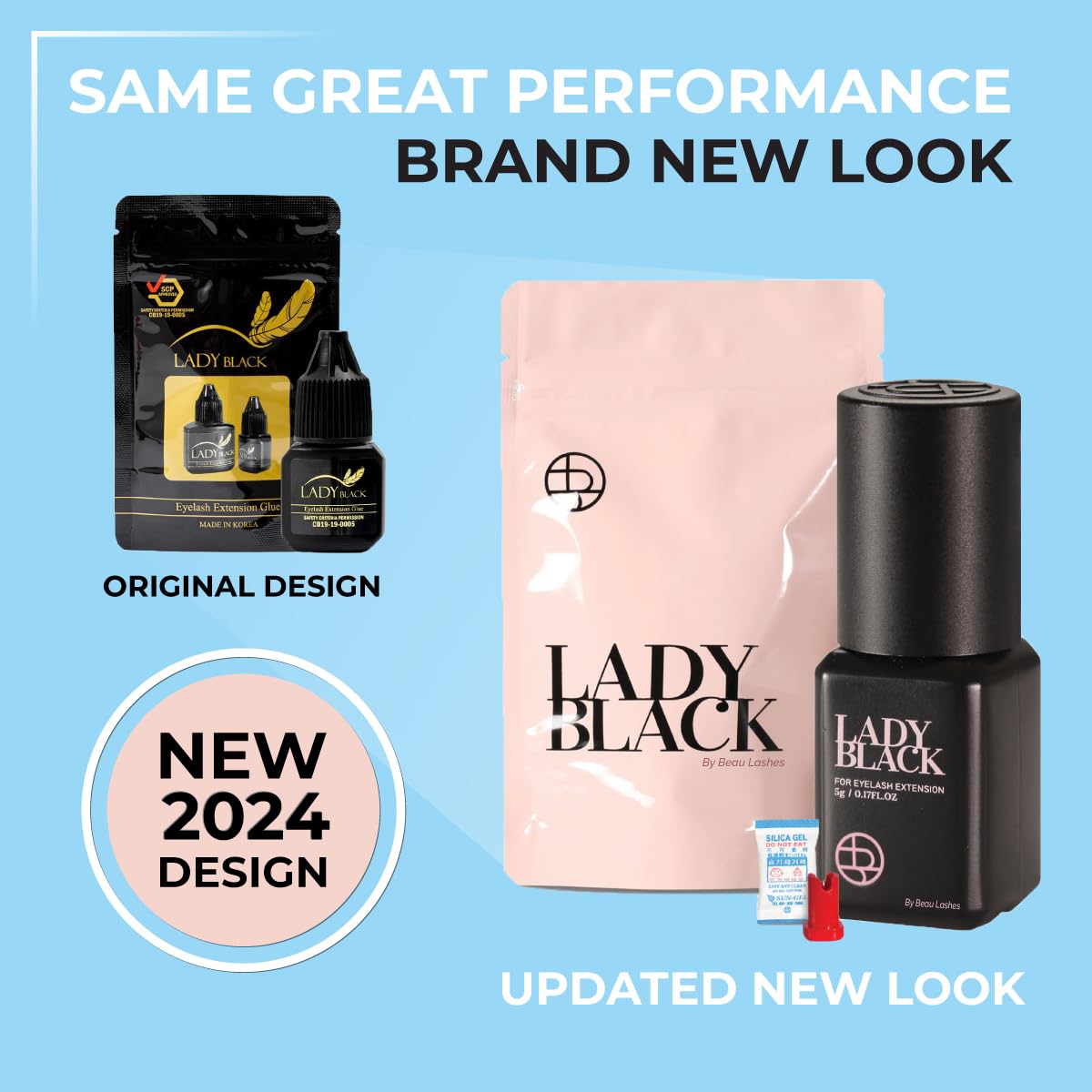 Beau Lashes Lady Black Glue rapid-drying 1-3s supports efficient professional lash applications.