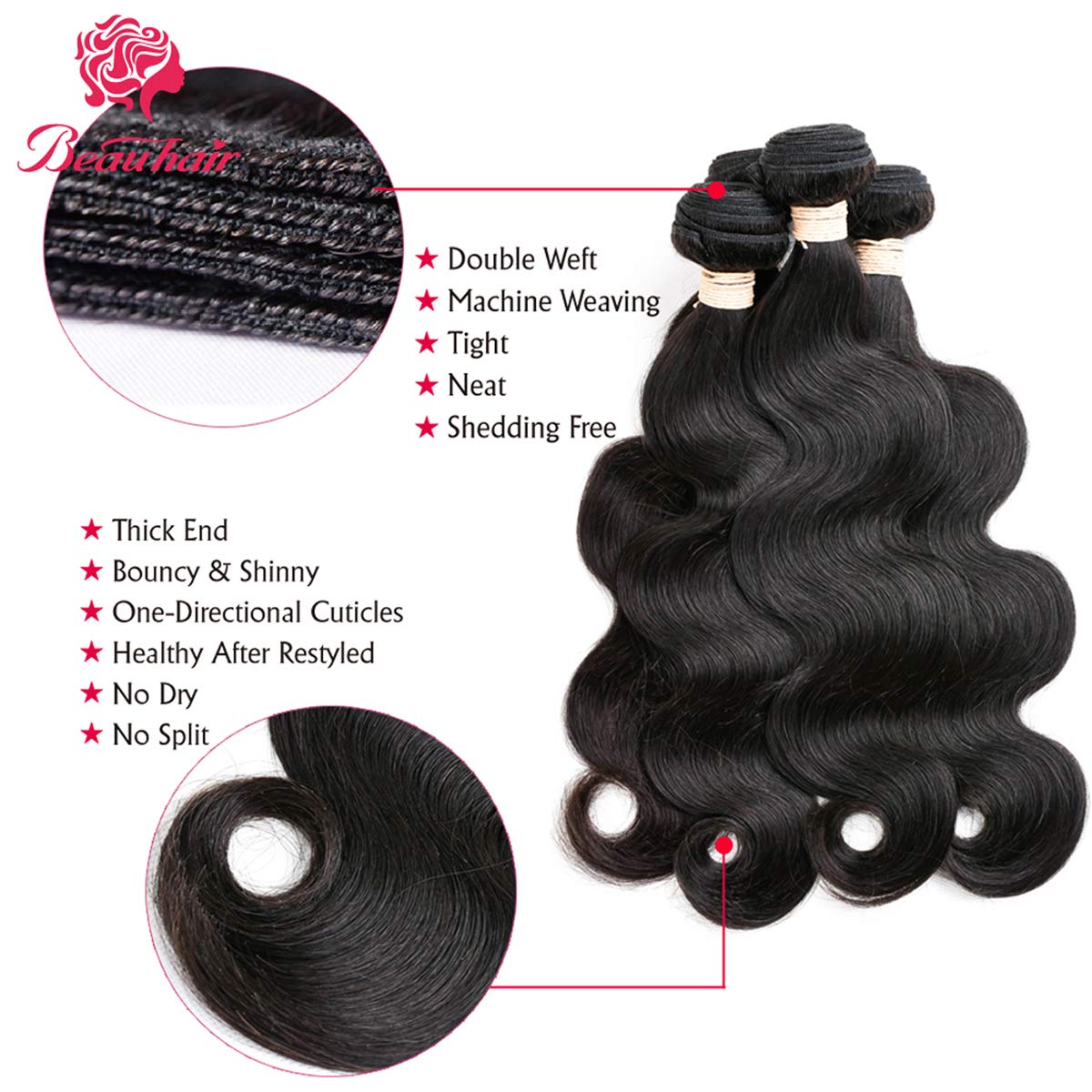 Beauhair 4x4 lace closure detail for seamless skin-tone blending and natural parting.