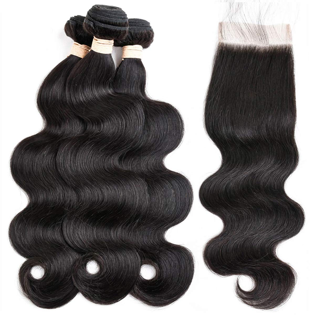 Beauhair natural black Brazilian Body Wave hair showing smooth texture and natural shine.