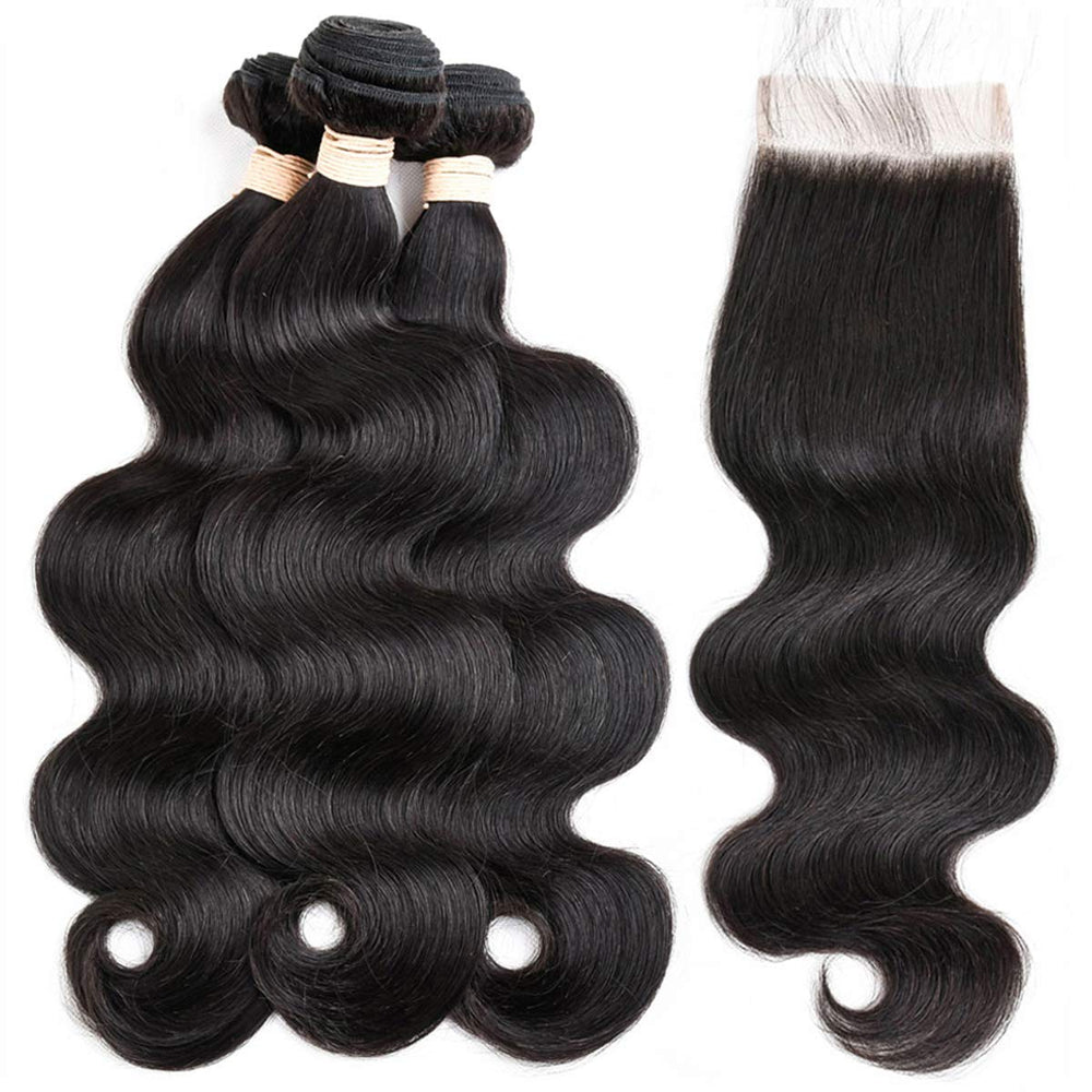 Beauhair natural black Brazilian Body Wave hair showing smooth texture and natural shine.