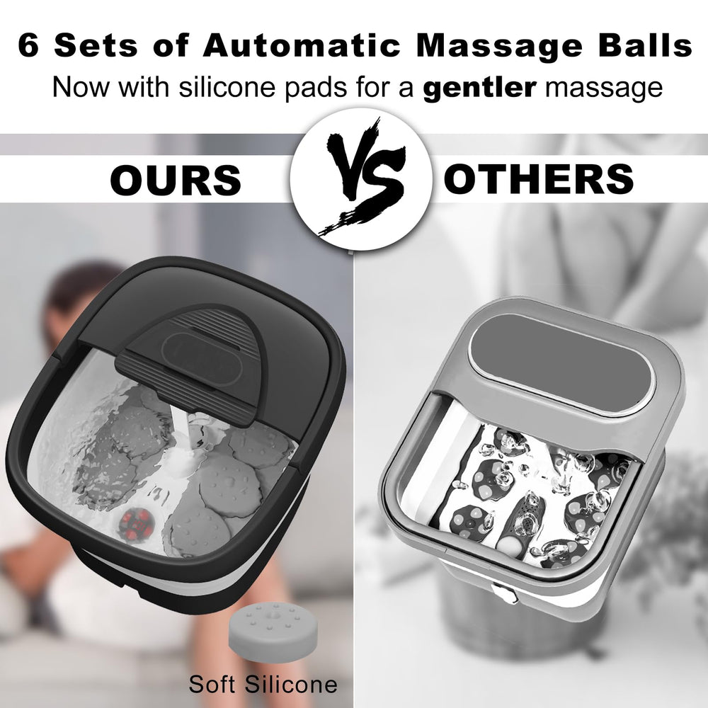 Beaumoi foot bath with 24 massage balls delivers targeted acupressure.