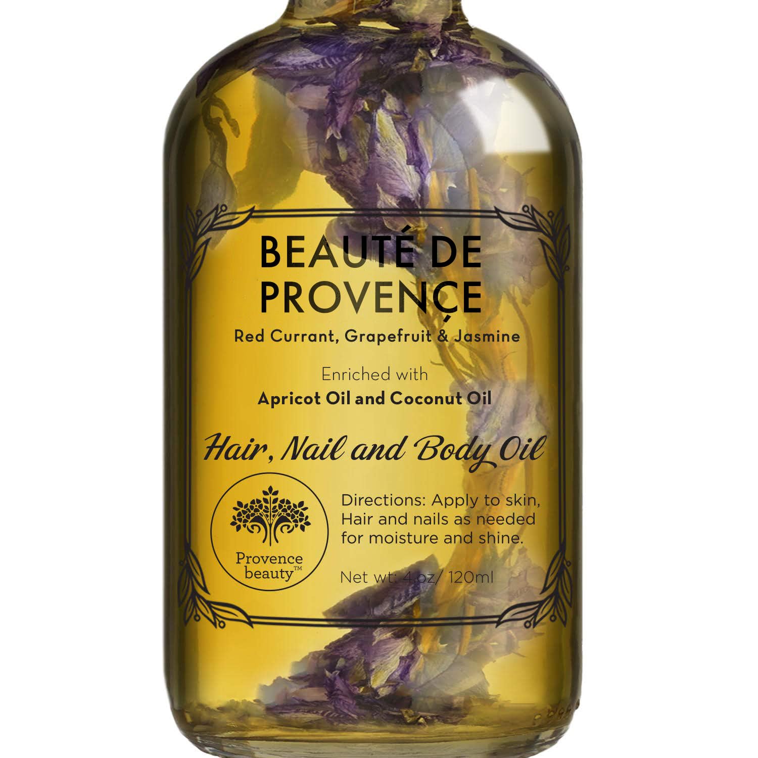 BEAUTE DE PROVENCE lavender oil bottle pour for skin hydration.