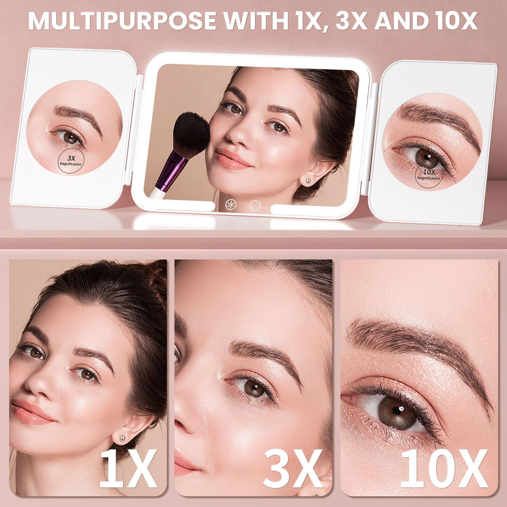 Beautifive trifold mirror 10x magnification for detailed grooming tasks