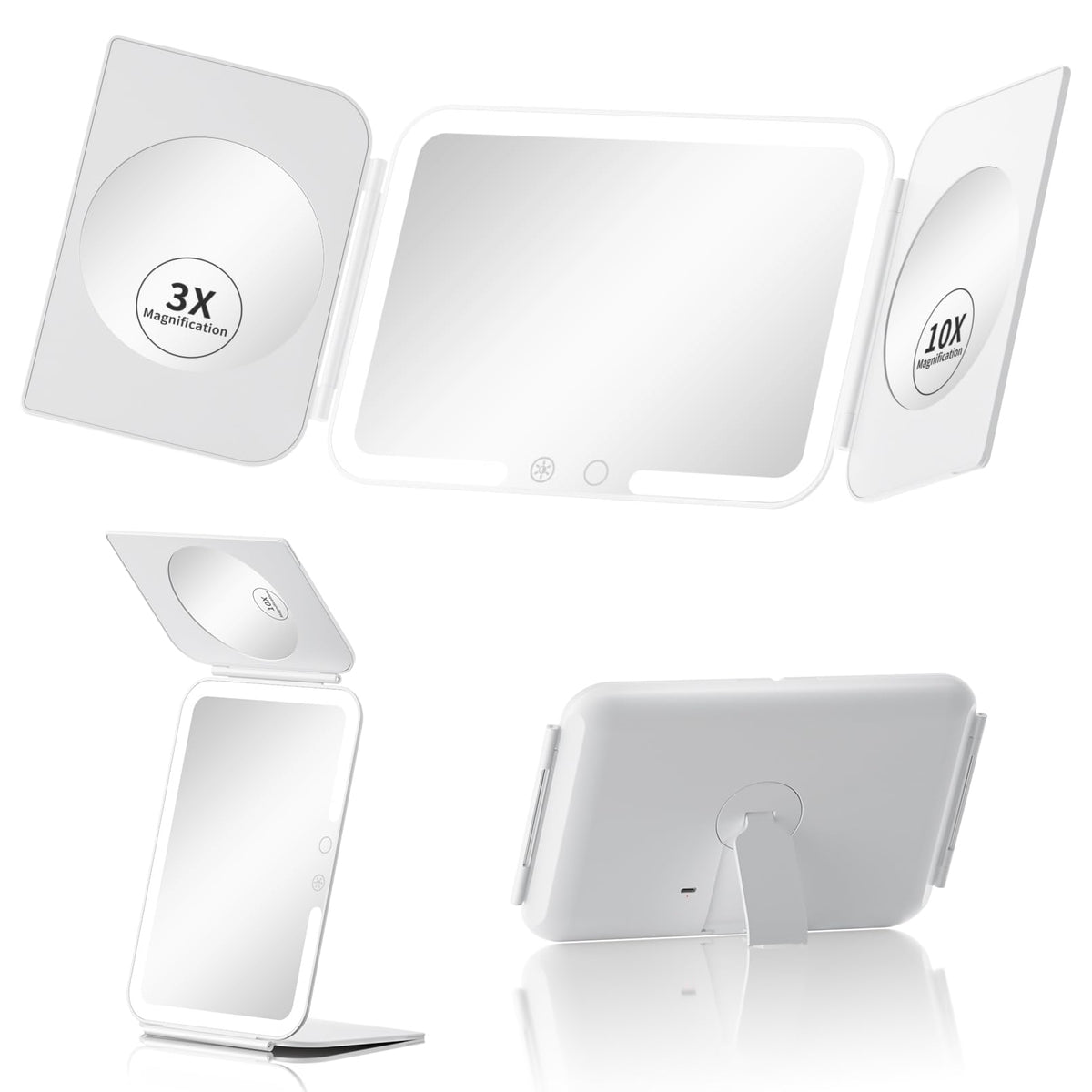 Beautifive trifold travel makeup mirror shows angled view for versatile makeup application