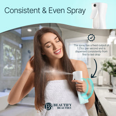 BeautifyBeauties spray bottle hair mist delivering continuous fine spray for styling
