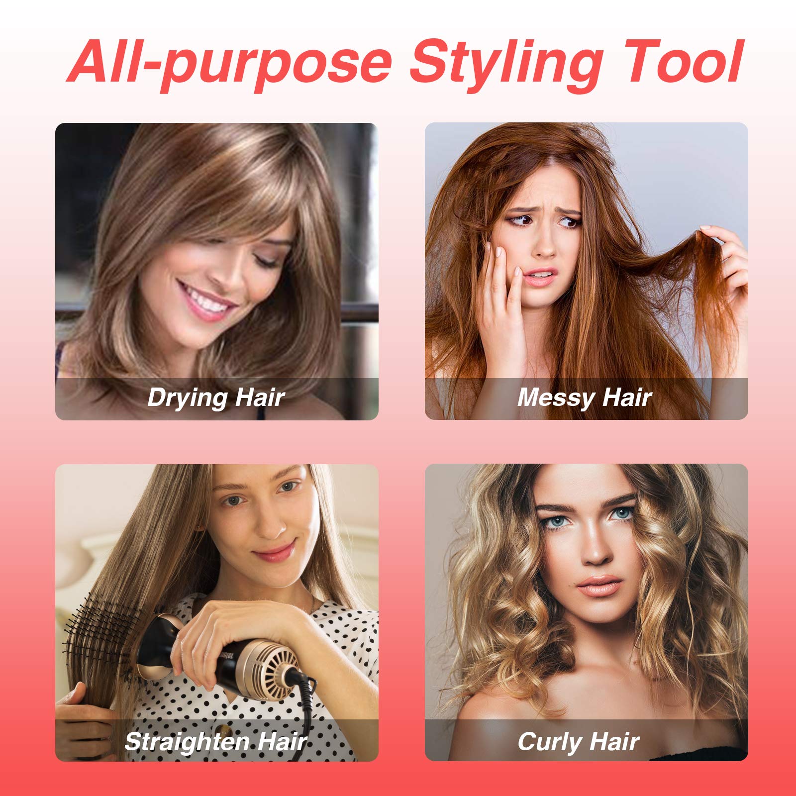 Beautimeter anti-scald tufted bristles grip hair for gentle, even styling.
