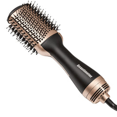 Beautimeter Blow Dryer Brush with oval barrel smoothing hair for a sleek finish.