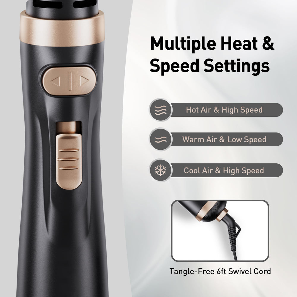 Beautimeter hair dryer brush auto-rotation feature in use for efficient drying.