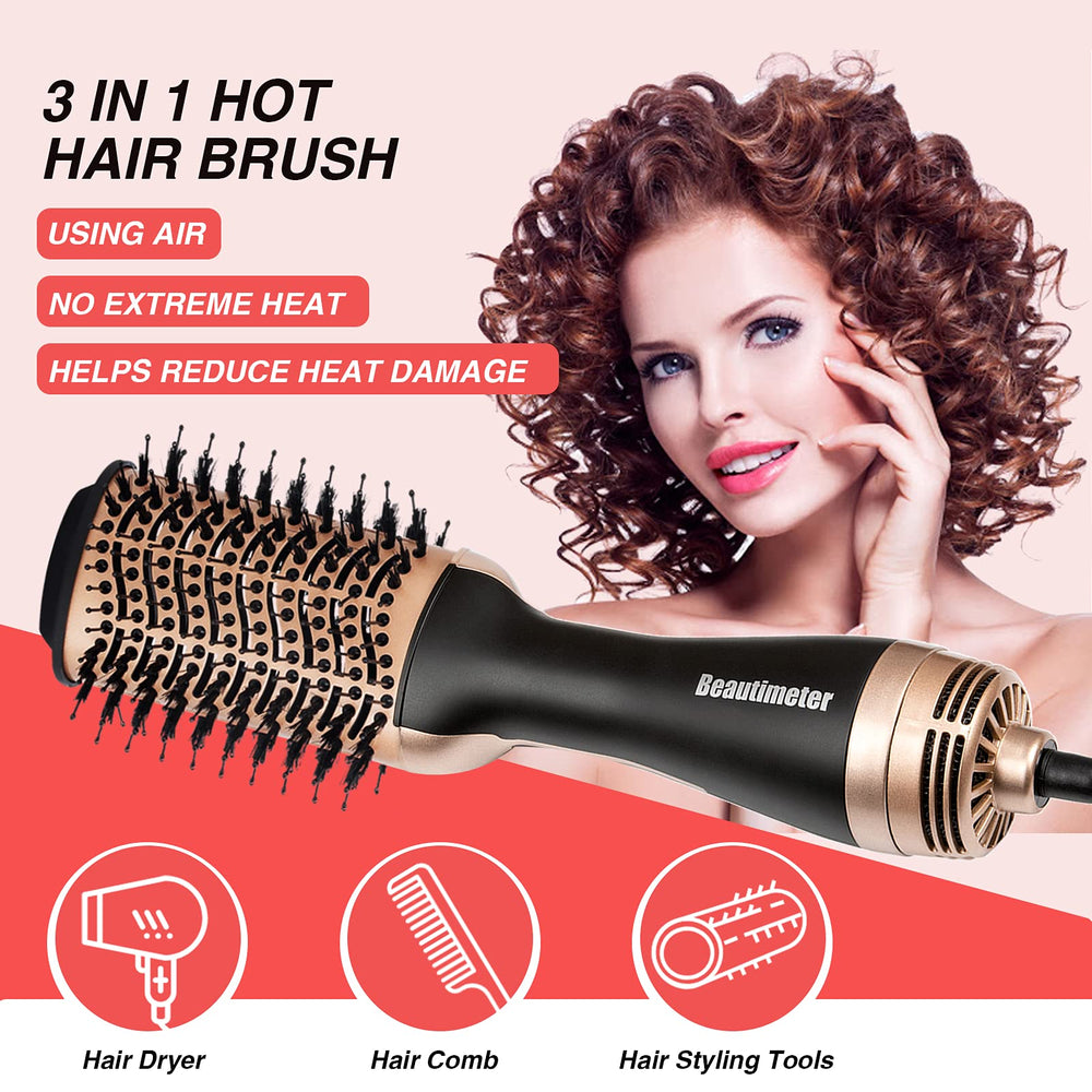 Beautimeter hot air brush in action for quick drying and styling.