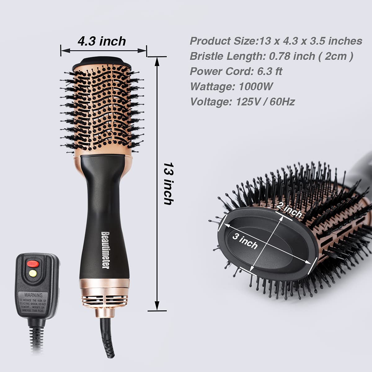  Beautimeter oval barrel adds volume and fullness to styles.