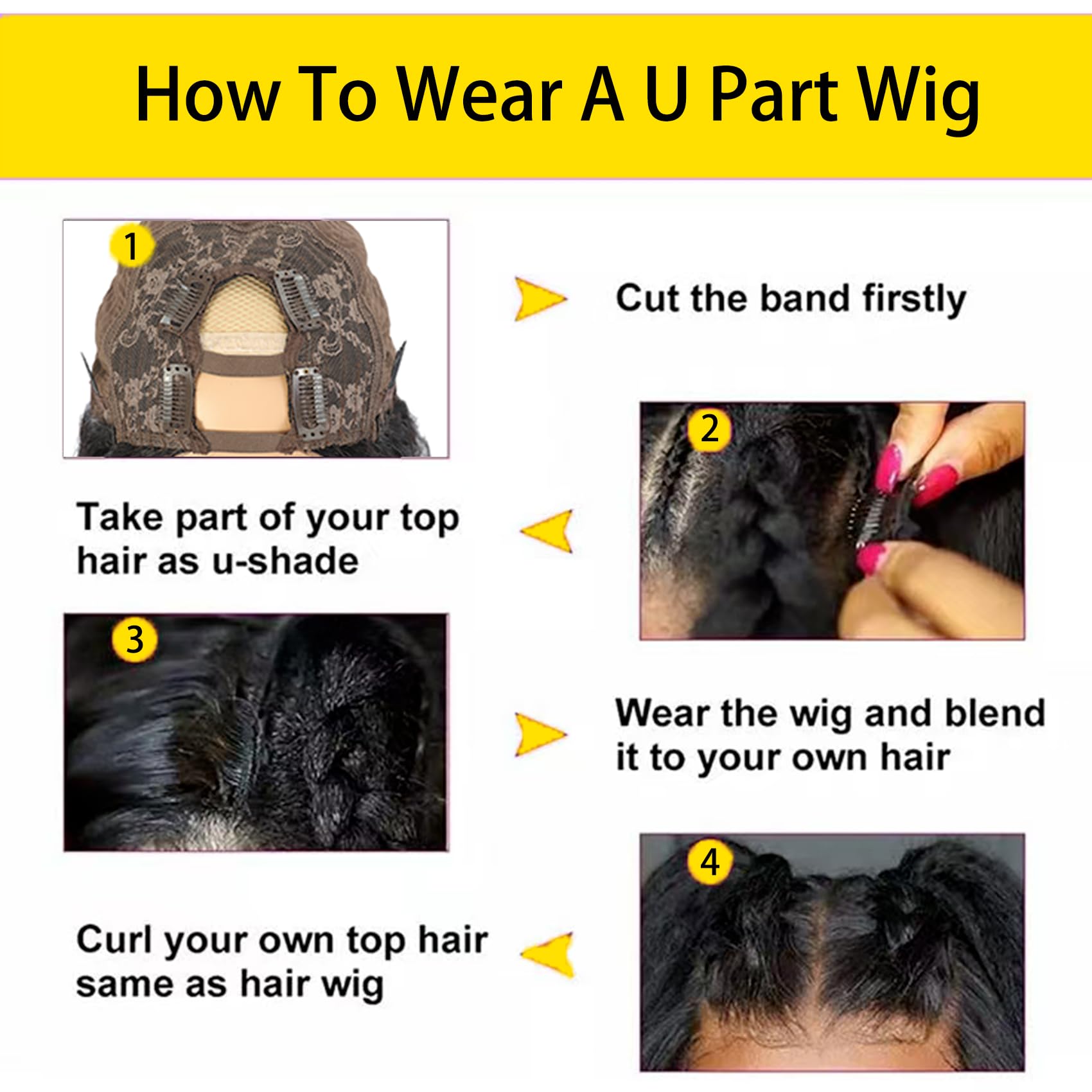 Beautkol U Part wig easy clip-in wear without glue or sewing