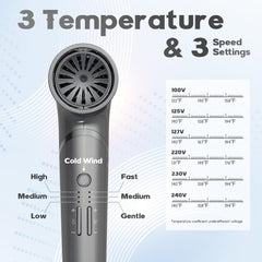 Beautural hair dryer dual-voltage worldwide for travel across countries.