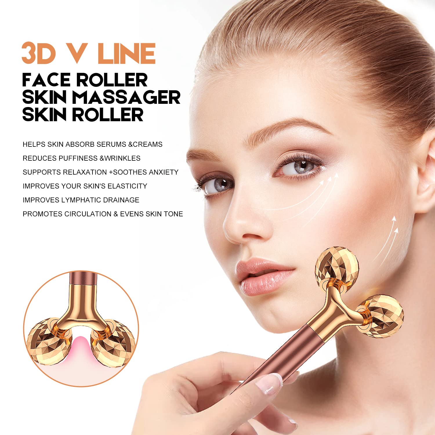 Beauty Bar 2-in-1 3D roller with diamond-cut surface for targeted kneading