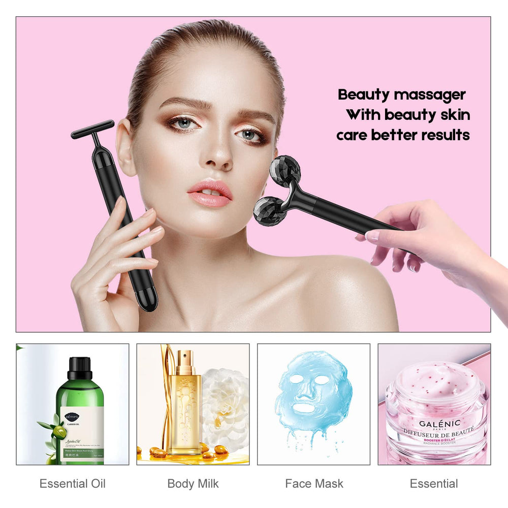 Beauty Bar 2in1 massager requires AA batteries (not included) for easy, cordless operation.