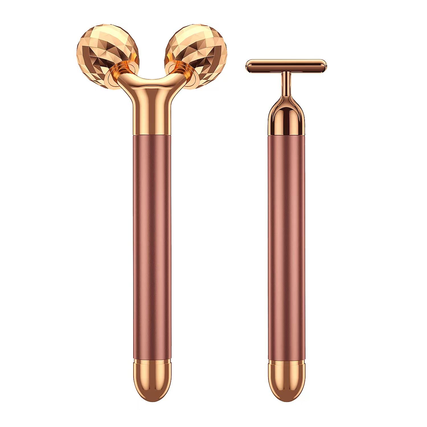 Beauty Bar 2-in-1 face massager roller illustrates contour-friendly massage and relaxation
