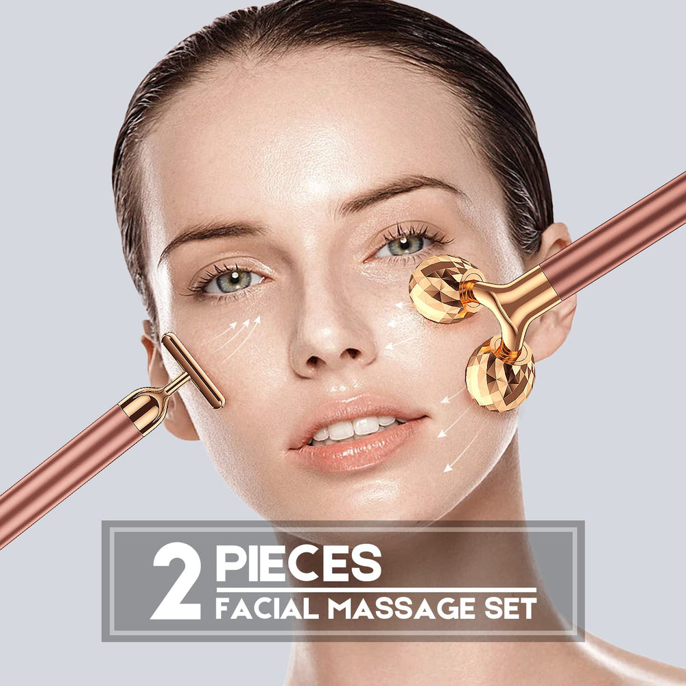 Beauty Bar 2-in-1 face massager T-shape demonstrates precise contouring use