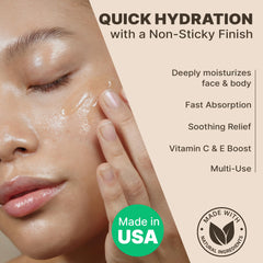 Hands applying Beauty by Earth Aloe Gel highlighting quick-absorbing hydration.