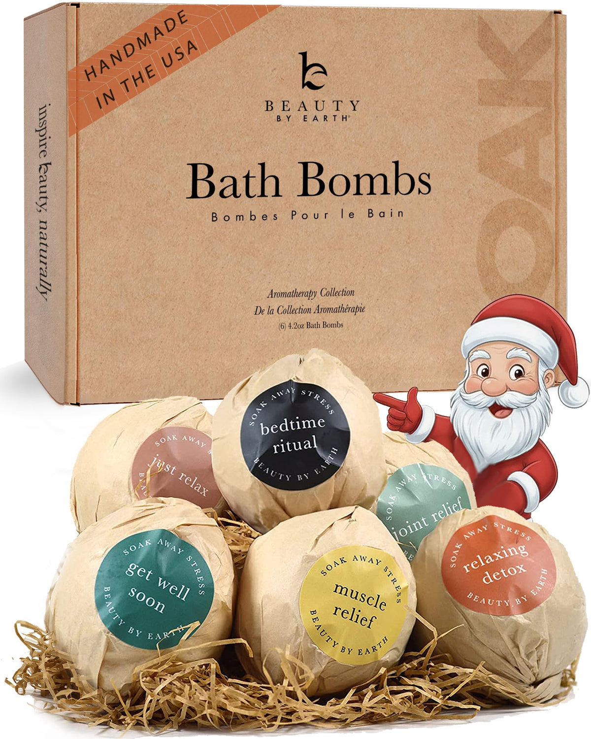 Beauty by Earth bath bombs gift set front view for a relaxing spa moment