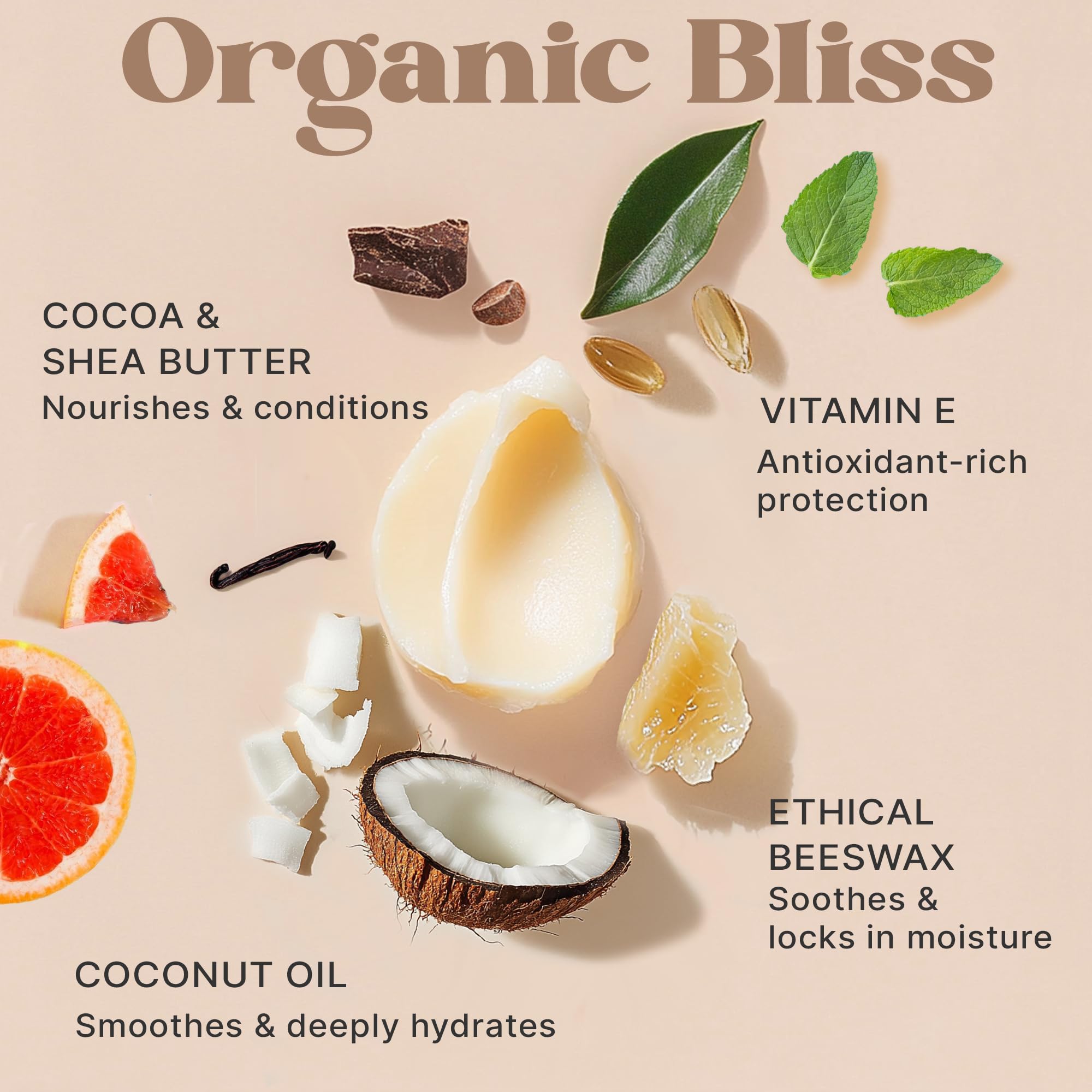 Beauty by Earth beeswax coconut oil vitamin E banner highlighting natural lip care
