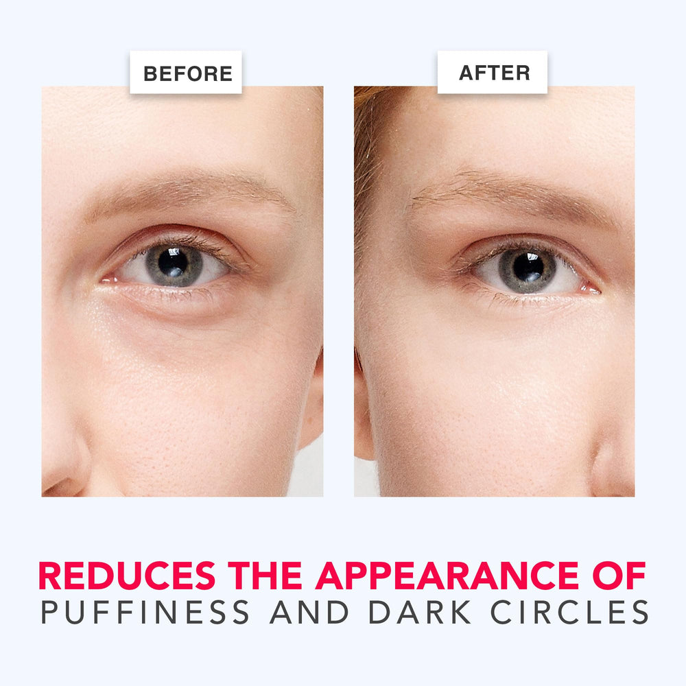 Beauty by Earth caffeine eye cream bottle pump demonstrates easy daily application for brightened eyes