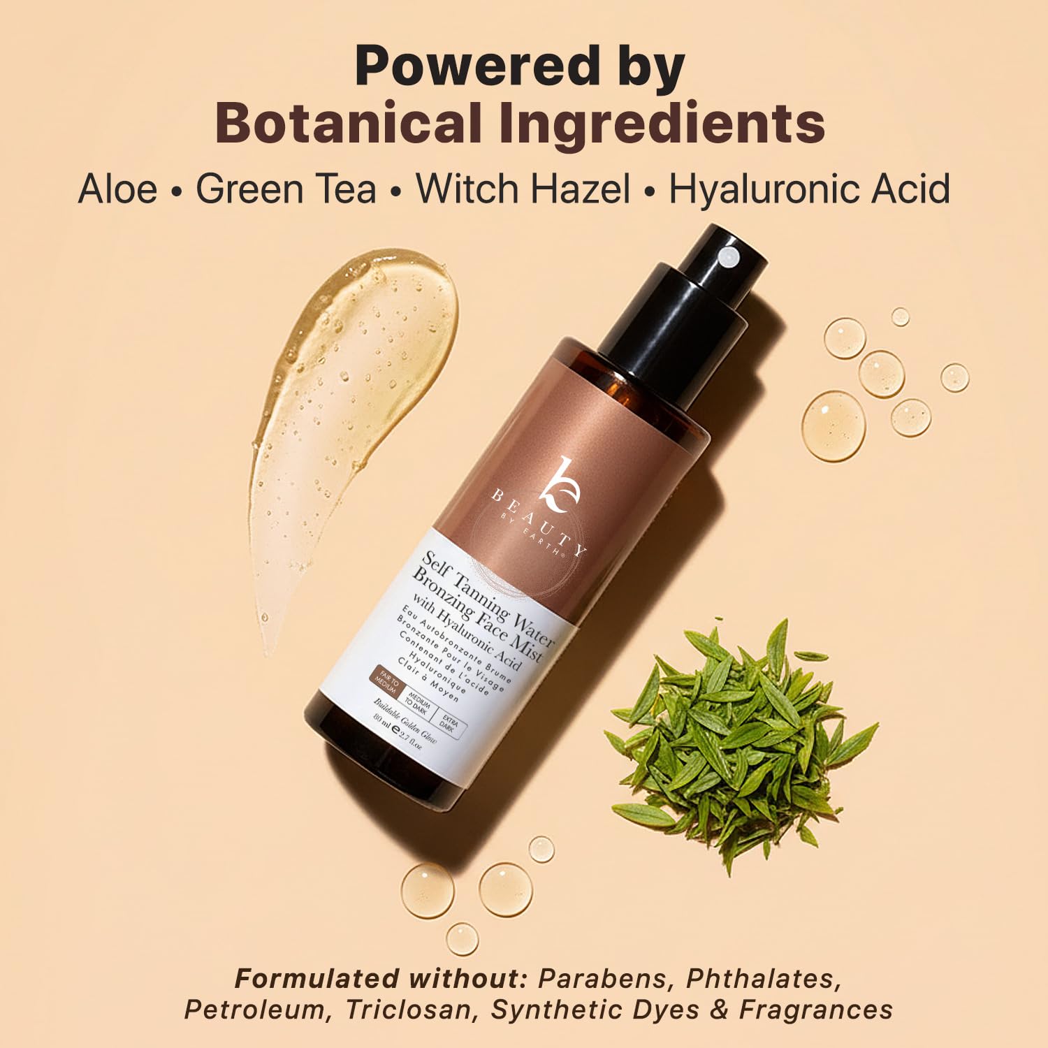 Beauty by Earth close-up spray demonstrates even, residue-free finish