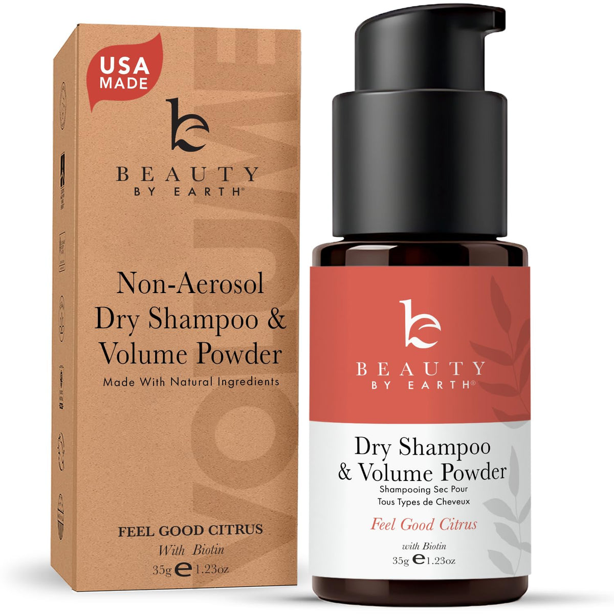 Beauty by Earth dry shampoo powder applied at roots for oil absorption and refreshed volume.
