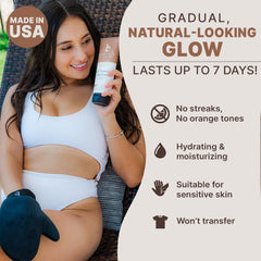 Beauty by Earth exfoliating mitt prepares skin for even color and better adherence.