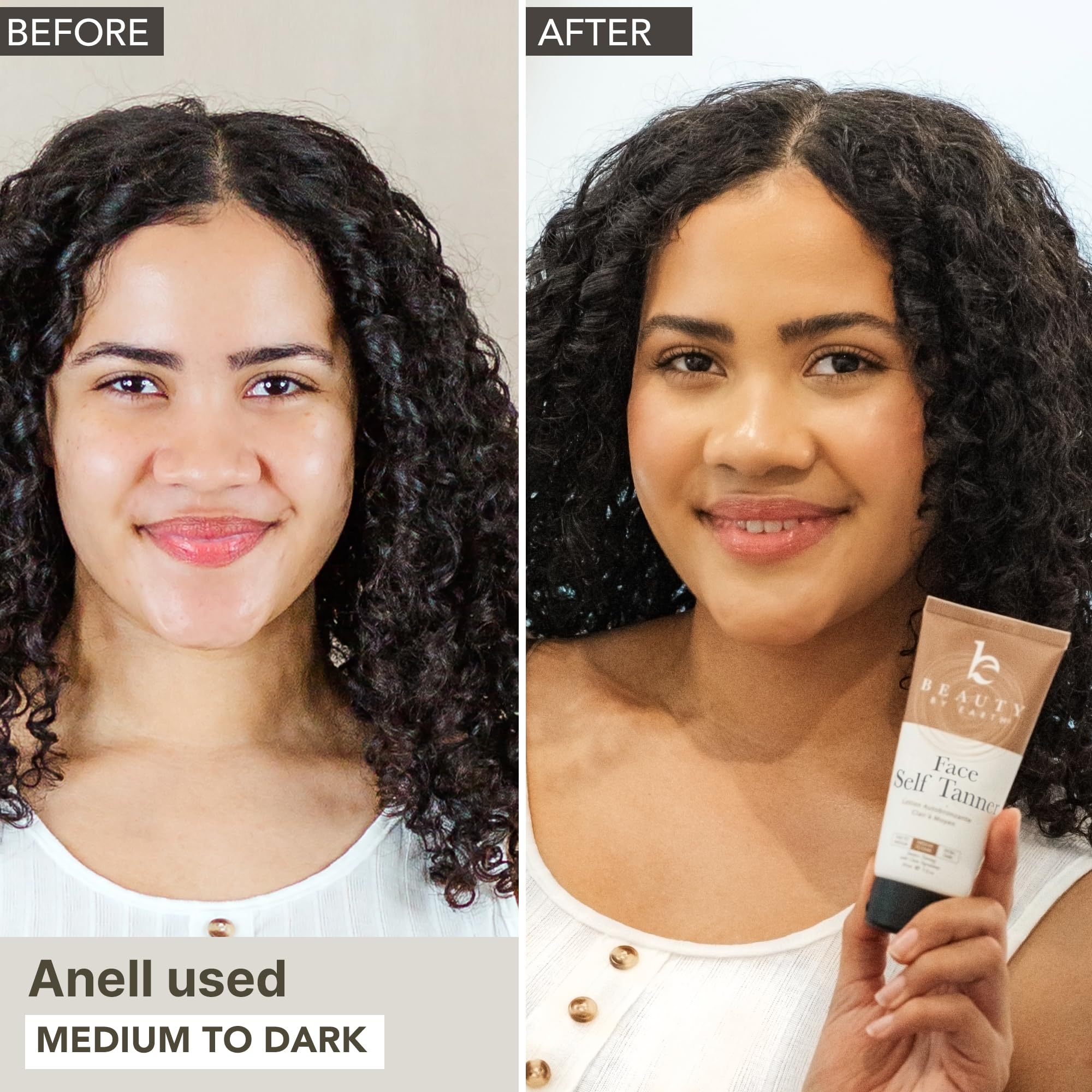 Beauty by Earth face tanner dispensing pump for easy, mess-free application.