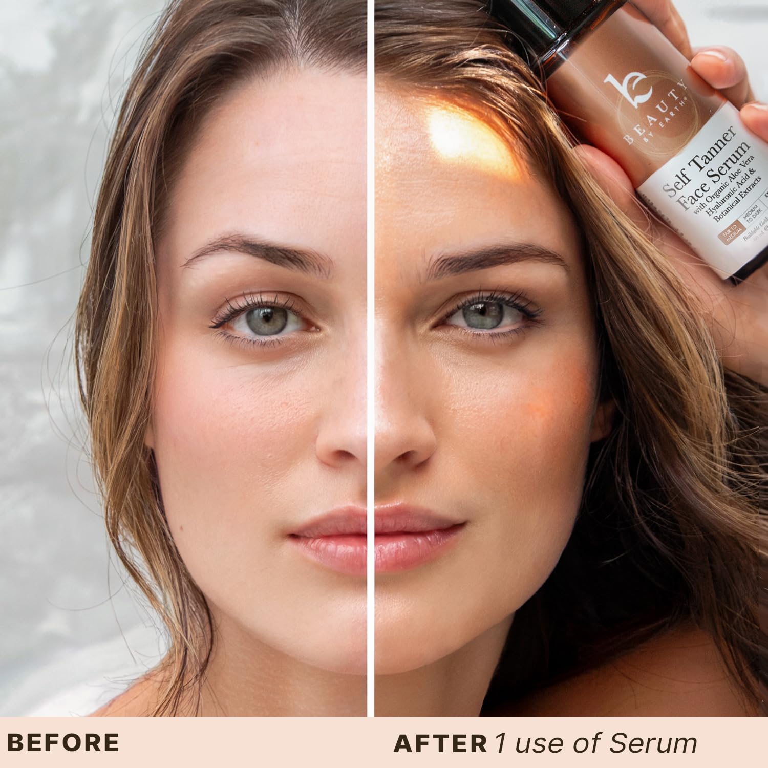 Applying Beauty by Earth Face Tanner Serum during skincare routine