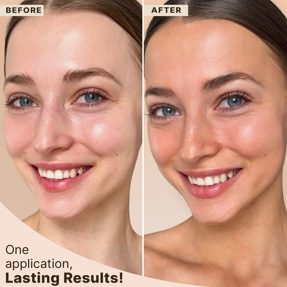 Beauty by Earth Face Tanner Serum pump demonstrates quick-dry formula for busy mornings