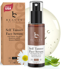 Beauty by Earth Face Tanner Serum pump bottle for quick, natural glow.