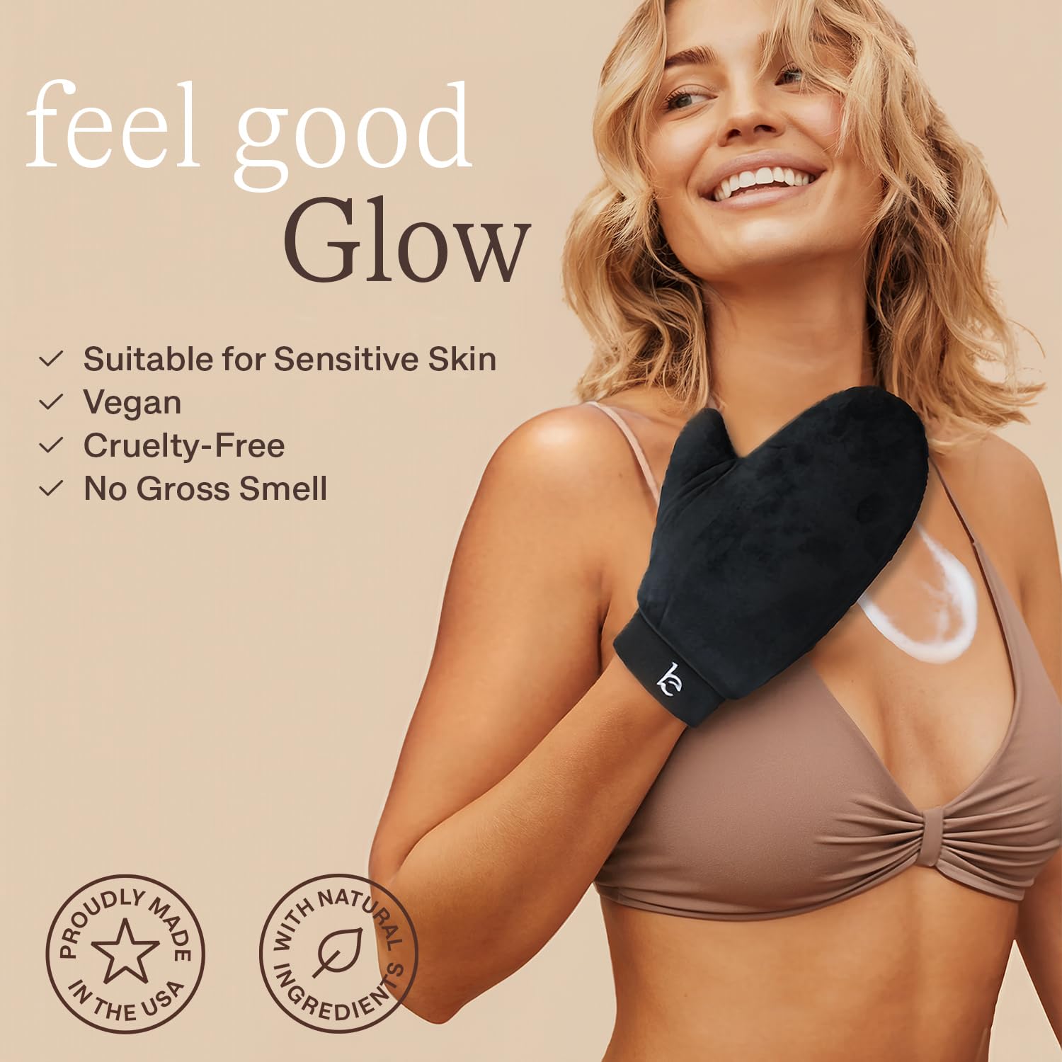 Beauty by Earth velvet-soft glove for easy, mess-free tanning