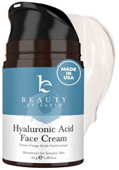 Beauty by Earth hyaluronic moisturizer bottle demonstrates lightweight, hydrating formula for daily use