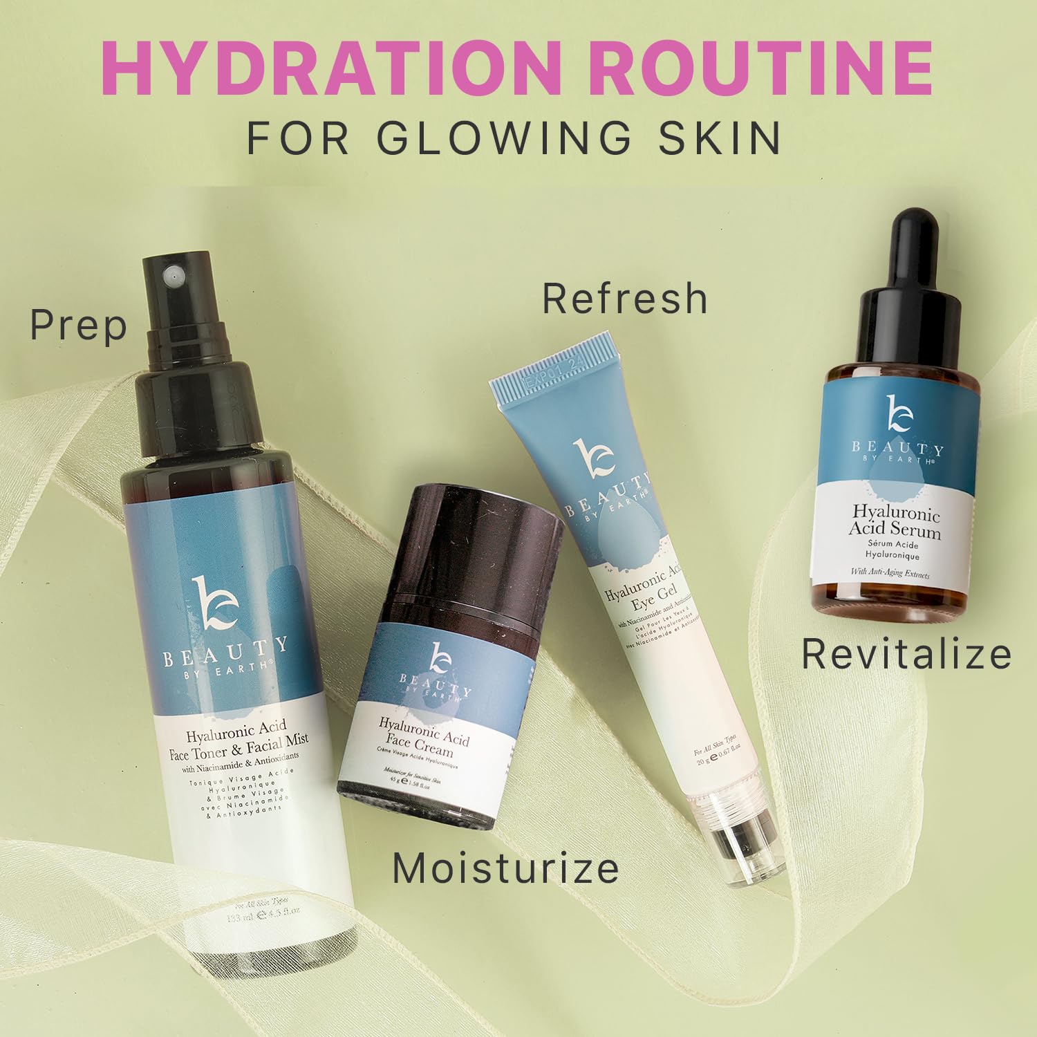 Beauty by Earth hyaluronic moisturizer jar closeup shows clean, organic ingredients for dry skin