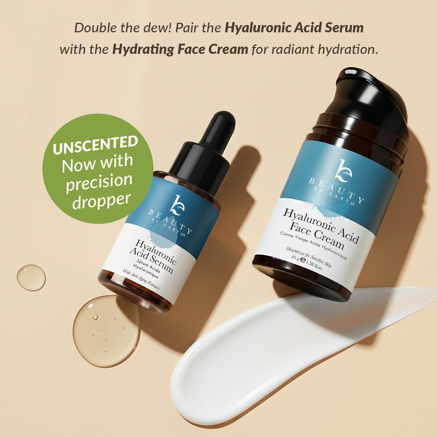 Beauty by Earth Hyaluronic Serum fragrance-free illustration—suitable for sensitive skin.