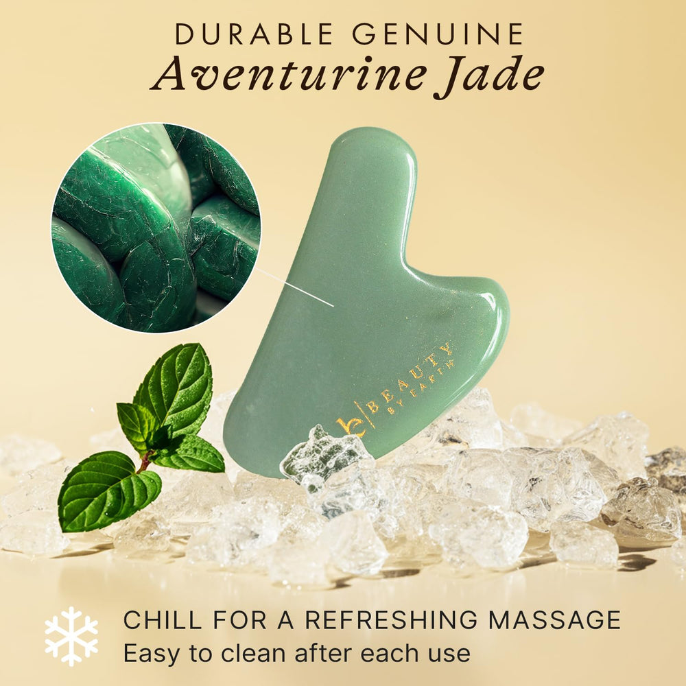 Beauty by Earth Jade Gua Sha with oil for smooth gliding.