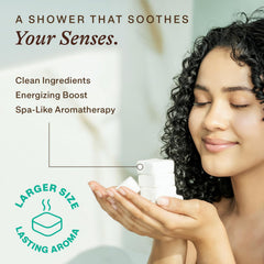 Beauty by Earth large shower tablet dissolving slowly to release scent.