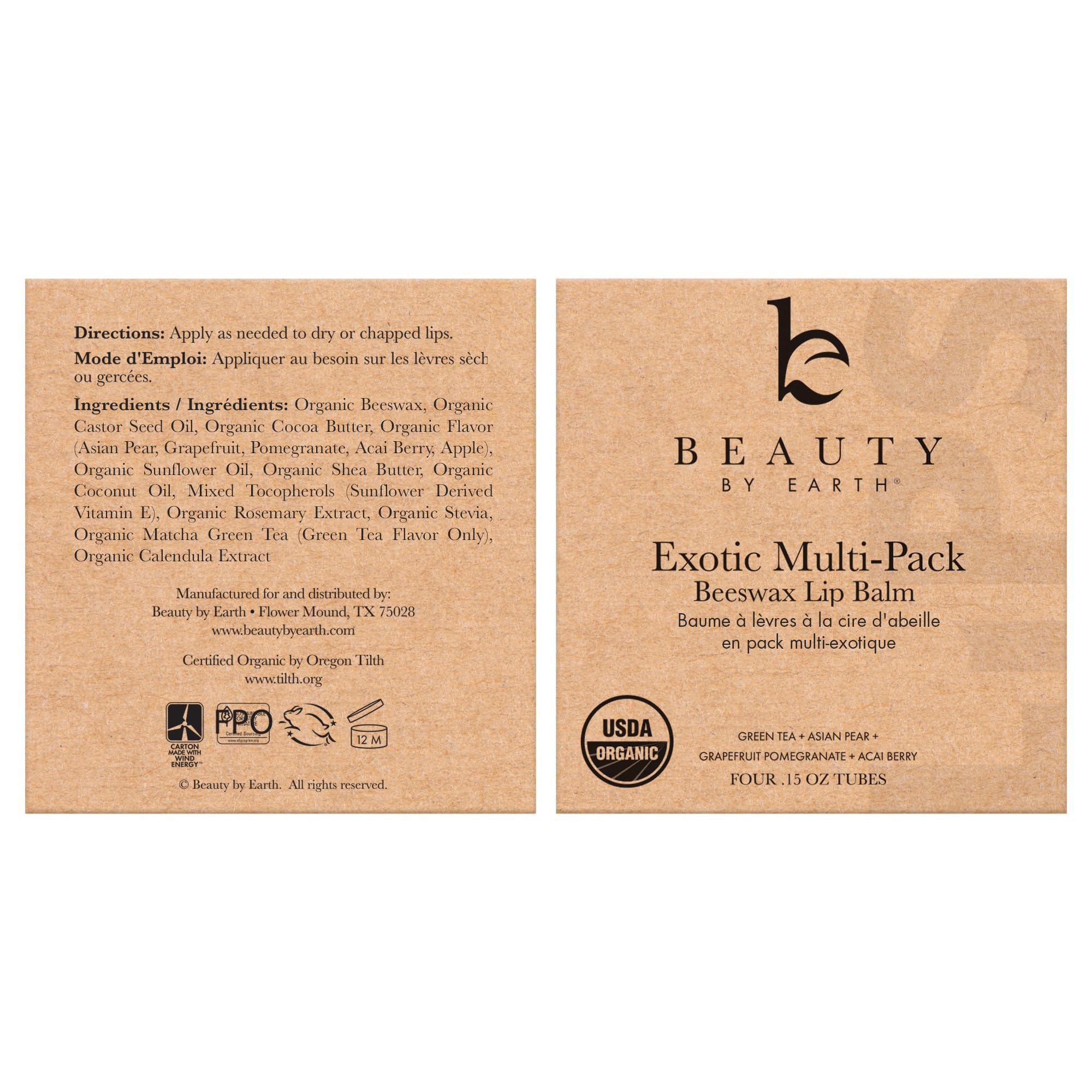 Beauty by Earth lip balm on shelf with broad universal appeal