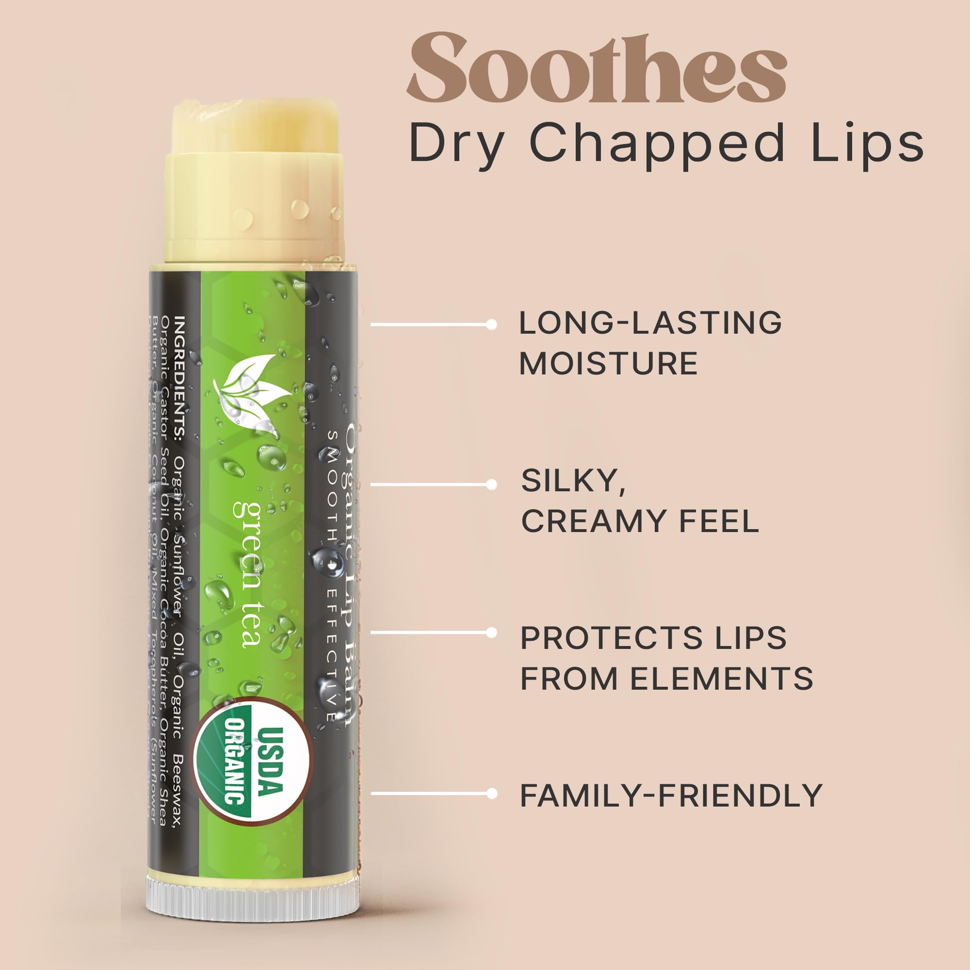 Beauty by Earth lip balm tubes family-use display for all ages
