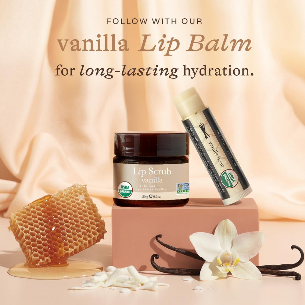 Beauty by Earth vanilla lip scrub cozy self-care moment at home