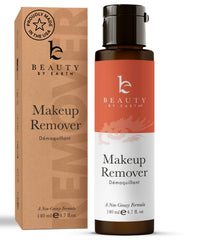 Beauty by Earth makeup remover bottle highlights a gentle organic formula for all skin types.
