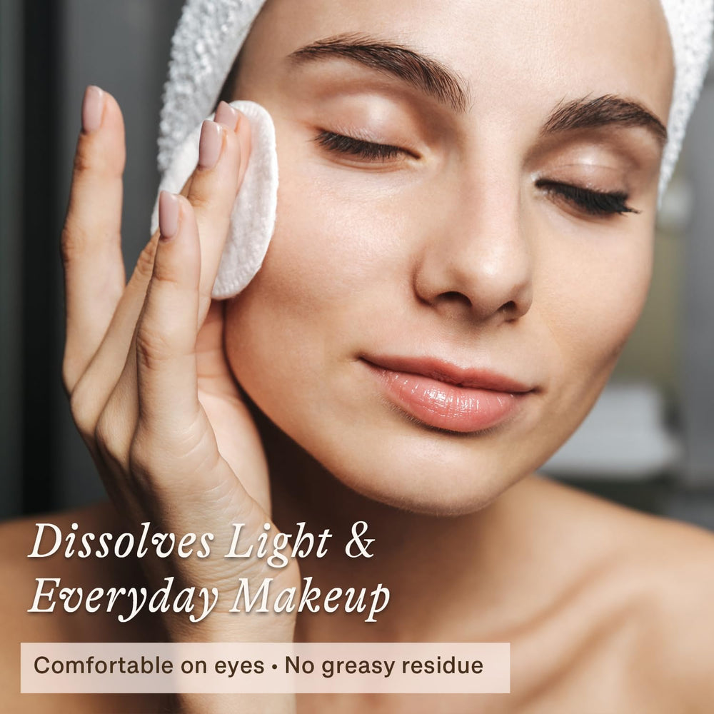 Beauty by Earth makeup remover cotton pad image shows gentle cleansing for eyes.