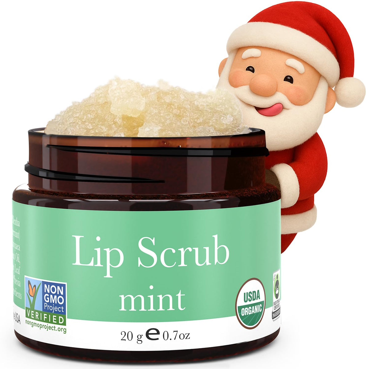 Beauty by Earth Mint Lip Scrub tin highlights organic ingredients for gentle hydration.