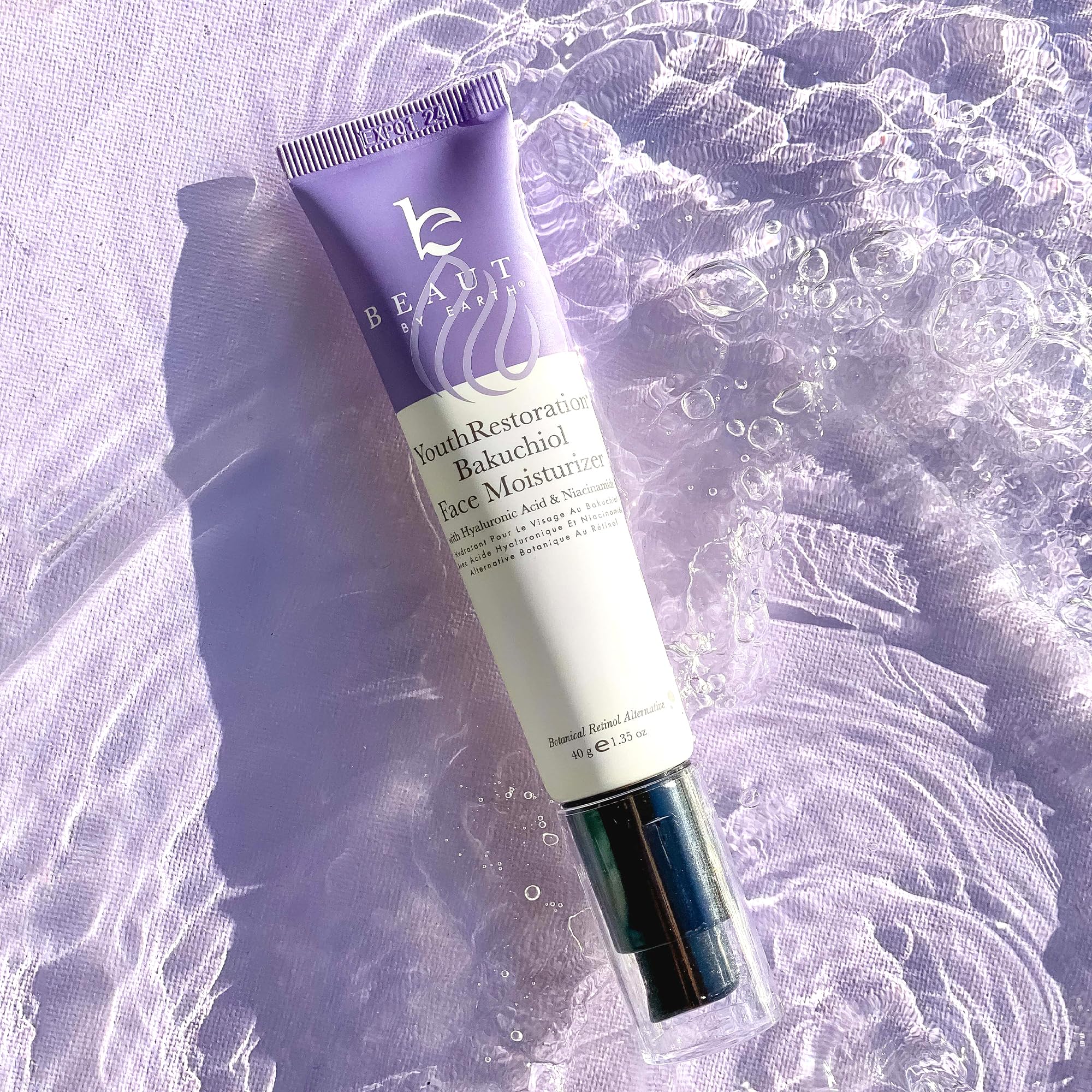 Beauty by Earth organic ingredients label highlighting clean, USA-made skincare.