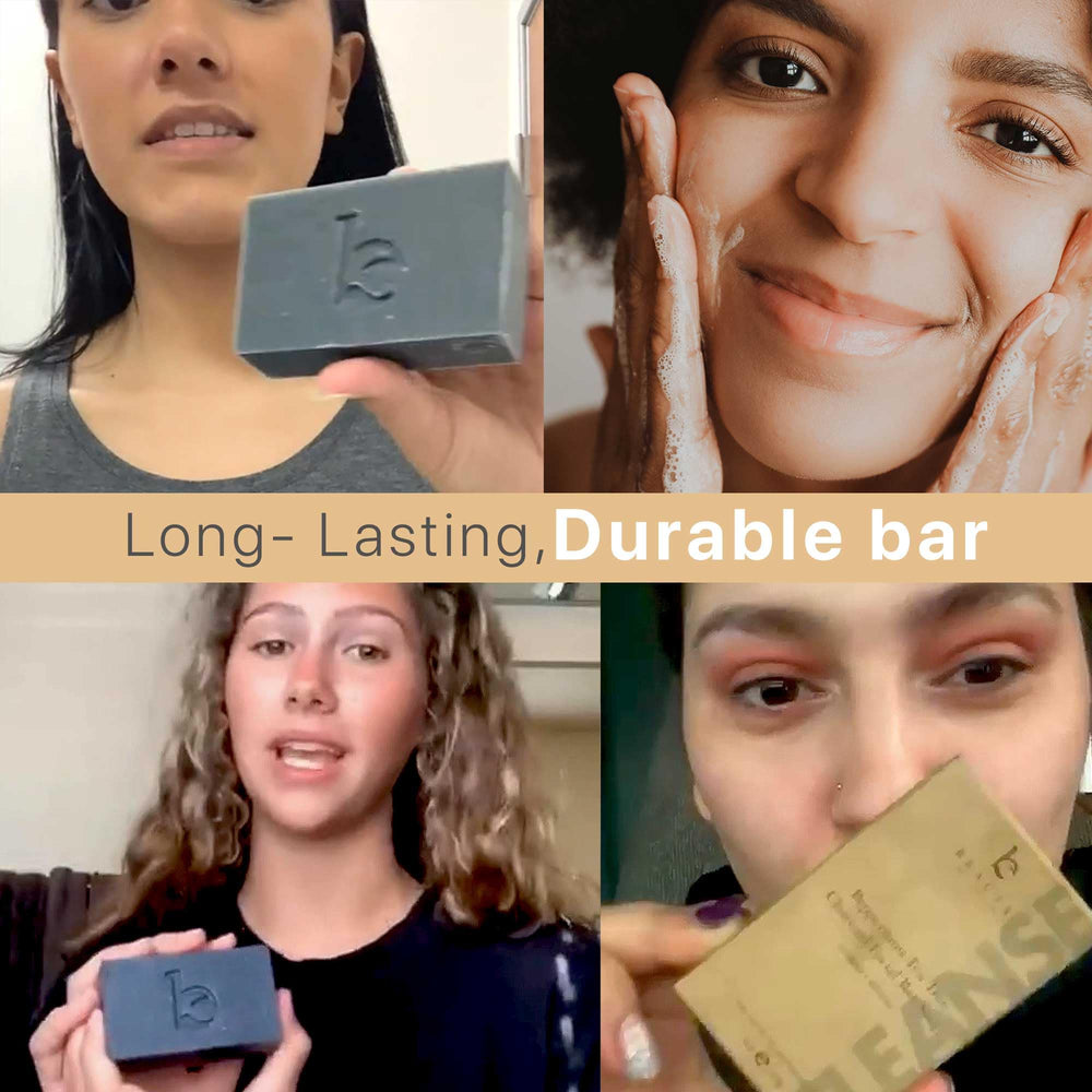 Beauty by Earth lather shot highlights detoxifying charcoal for a brightened-looking complexion