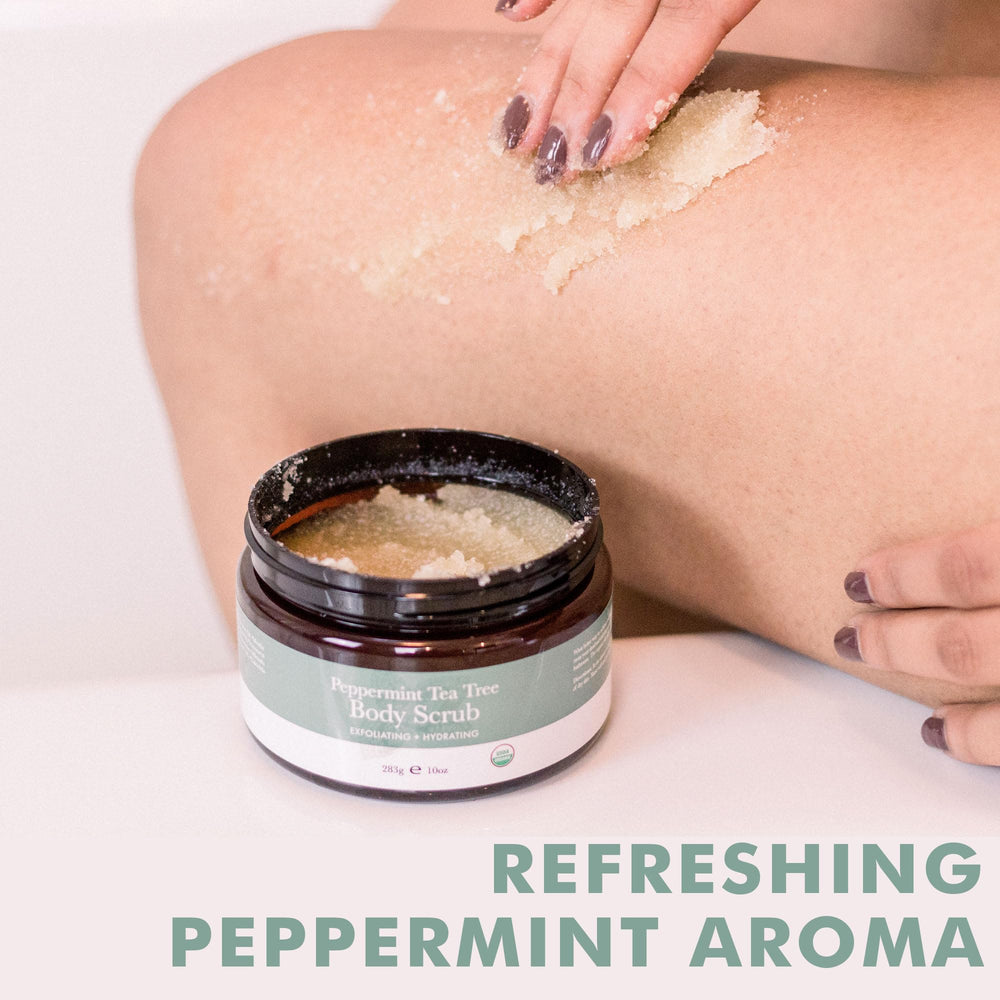 Beauty by Earth peppermint tea tree scrub sensory scent hints at refreshing experience